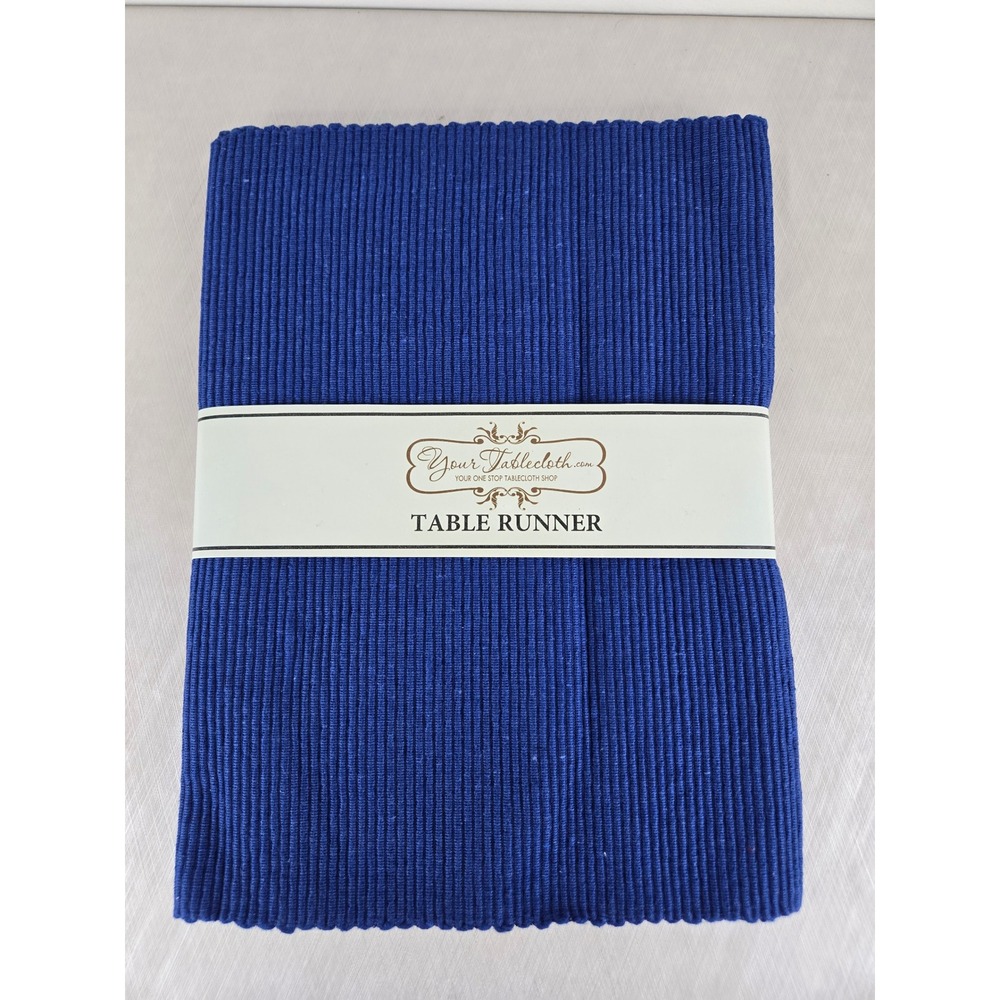 Your Tablecloth Nautical Blue Ribbed‎ Cotton Table Runner 13x72 New